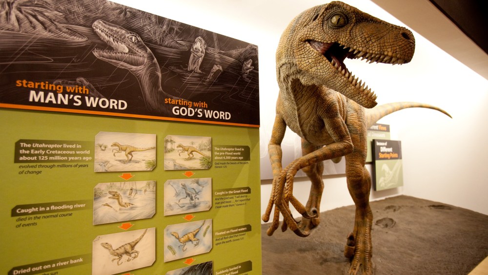 Dinosaurs reinterpreted at the Creation Museum in in Petersburg, Kentucky.