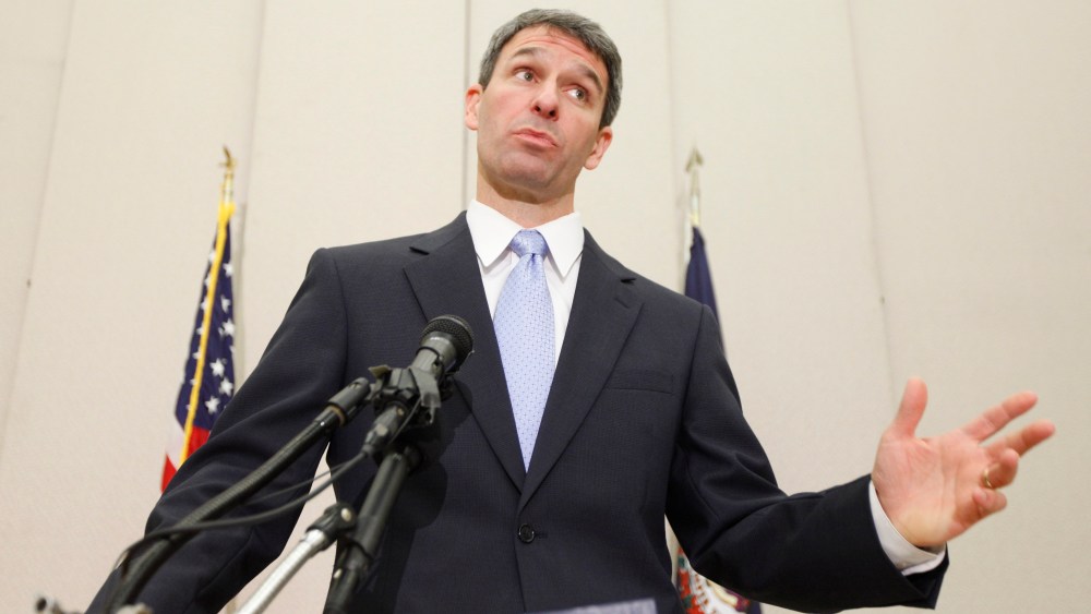 Virginia Attorney General Ken Cuccinelli gestures during a press conference after a hearing before the 4th Circuit Court of Appeals on a challenge to the federal health care reform act in Richmond, Va., Tuesday, May 10, 2011.  (Photo by Steve Helber/AP)