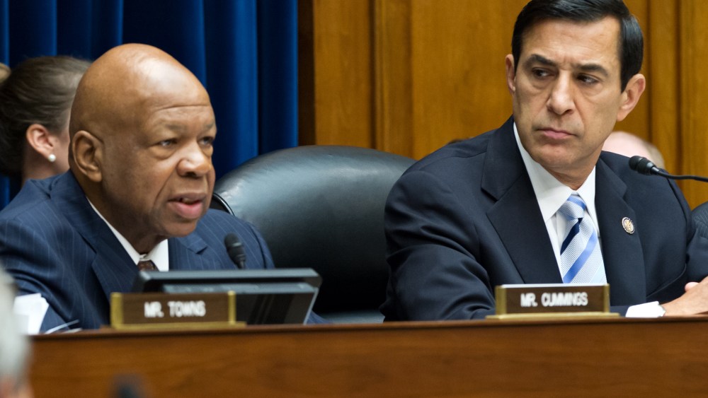 The House Oversight and Government Reform Committee, led by Chairman Darrell Issa, R-Calif., right, sitting next to  Rep. Elijah Cummings D-Md., Wednesday, June 20, 2012. (AP Photo/J. Scott Applewhite)