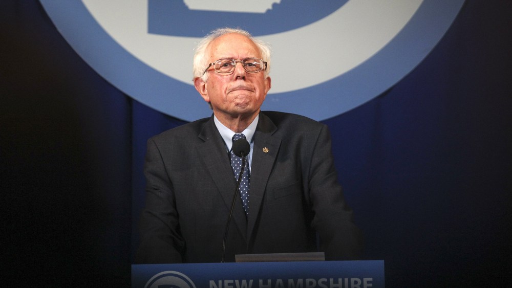 Democratic presidential candidate Sen. Bernie Sanders, I-Vt., pauses while speaking at the at New Hampshire Democrats party's annual dinner in Manchester, N.H., Nov. 29, 2015. (Photo by Cheryl Senter/AP)