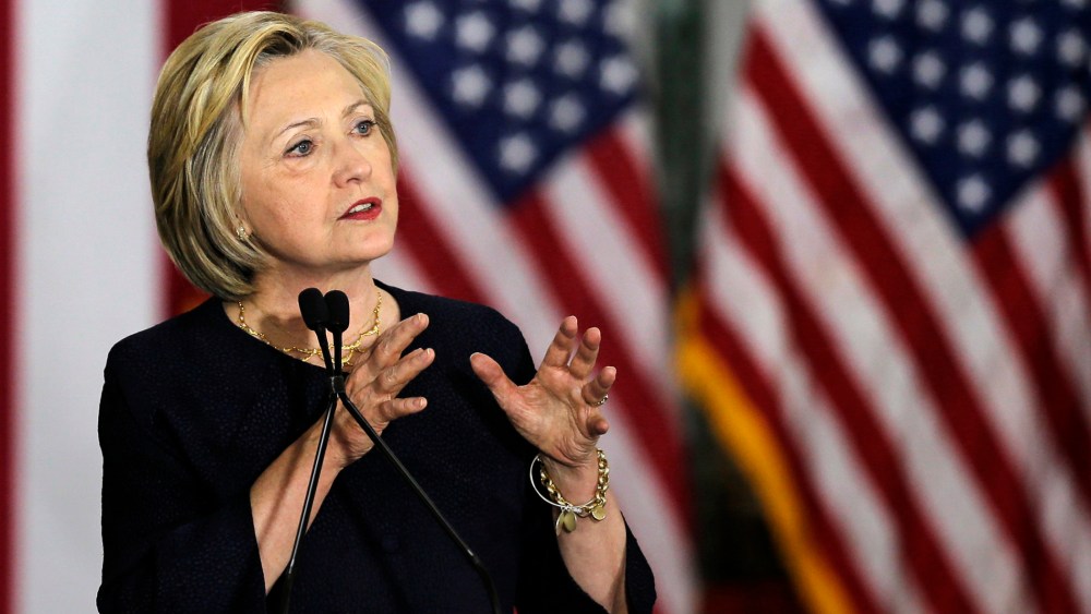 Democratic presidential candidate Hillary Clinton speaks at the Cleveland Industrial Innovation Center, June 13, 2016, in Cleveland. (Photo by Tony Dejak/AP)