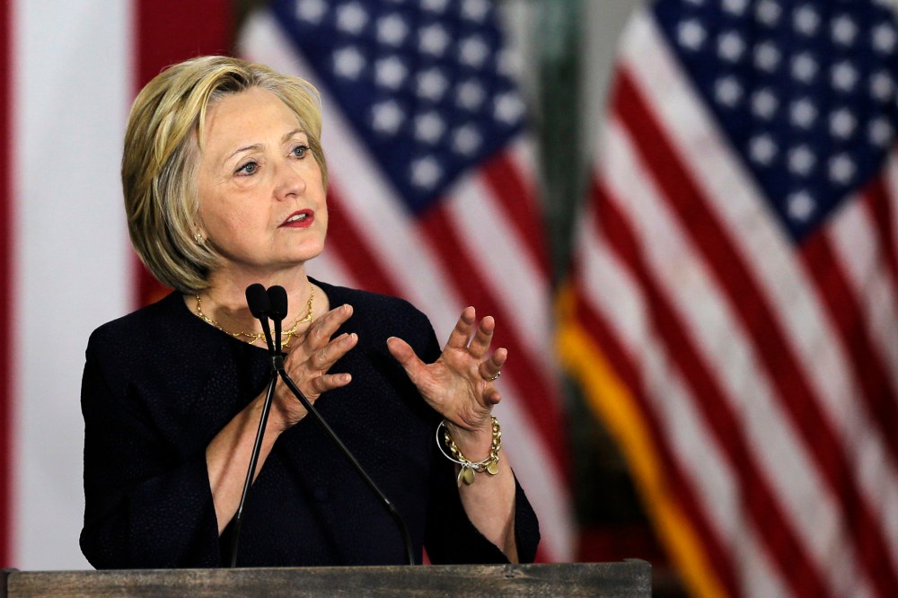 Democratic presidential candidate Hillary Clinton speaks at the Cleveland Industrial Innovation Center, June 13, 2016, in Cleveland. (Photo by Tony Dejak/AP)