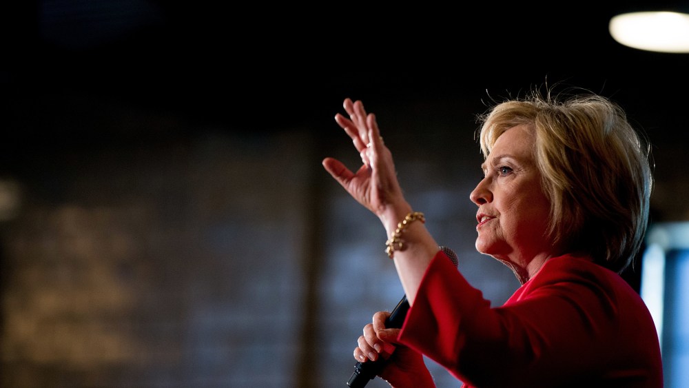 Democratic presidential candidate Hillary Clinton speaks at a get out the vote event at La Gala in Bowling Green, Ky., May 16, 2016. (Photo by Andrew Harnik/AP)