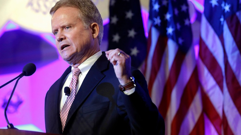 Former Virginia Sen. Jim Webb speaks at the National Sheriffsí Association presidential forum, June 30, 2015, in Baltimore, Md. (Photo by Patrick Semansky/AP)
