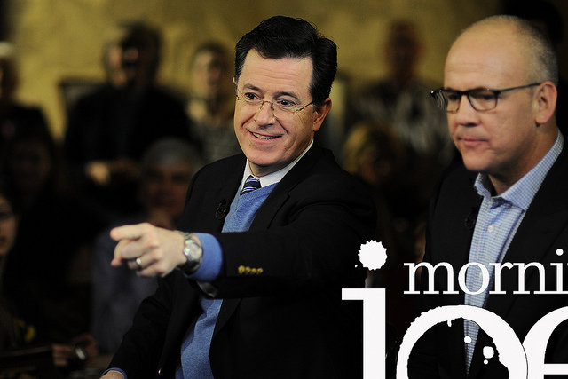 Stephen Colbert makes his entrance at the Mills House