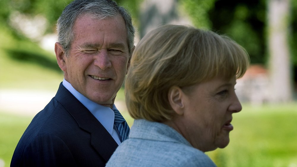 President George W. Bush at the guesthouse of the Federal Republic, the Meseberg Palace, in Meseberg, Germany, June 11, 2008.