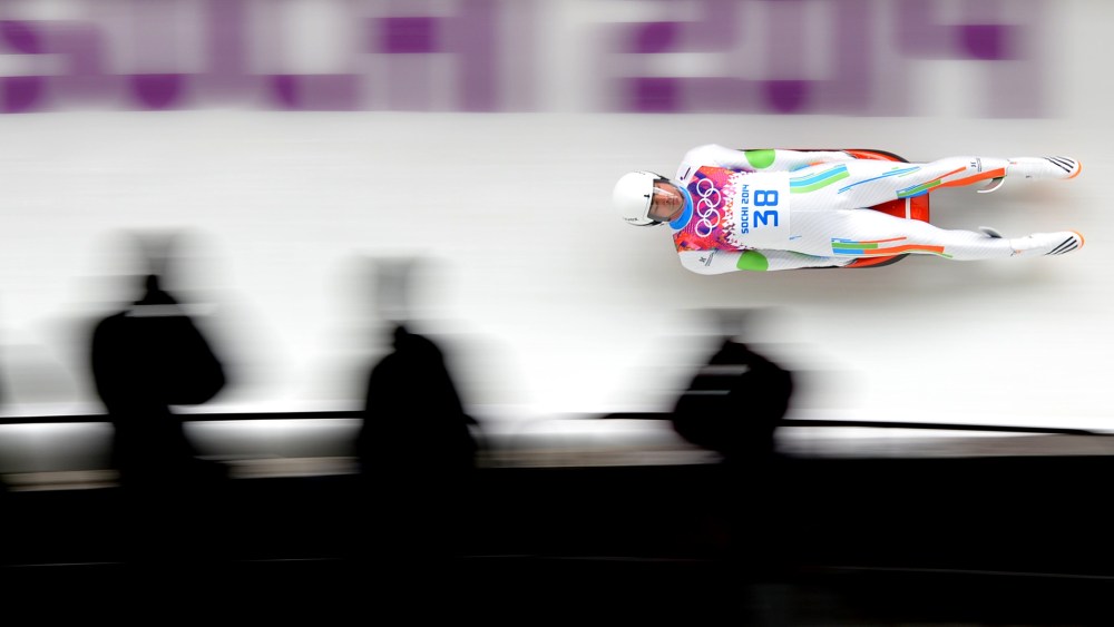 Shiva Keshavan competes in the Men's Luge Singles Run at the Sanki Sliding Center during the Sochi Winter Olympics on Feb. 8, 2014.