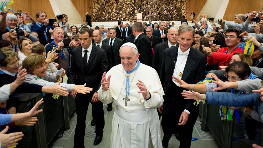 Pope Francis during an audience with the catholic Scouts at the Vatican on Nov. 8, 2014.