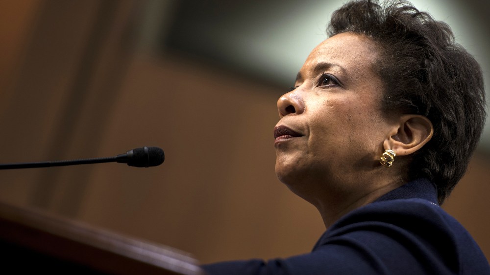 Loretta Lynch listens during her confirmation hearing before the Senate Judiciary Committee on Jan. 28, 2015 in Washington, D.C. (Photo by Brendan Smialowski/AFP/Getty)