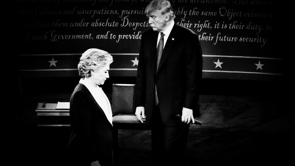 Presidential candidates Hillary Clinton and Donald Trump at the second presidential debate, Oct. 9, 2016. (Photo by Mark Peterson/Redux for MSNBC)