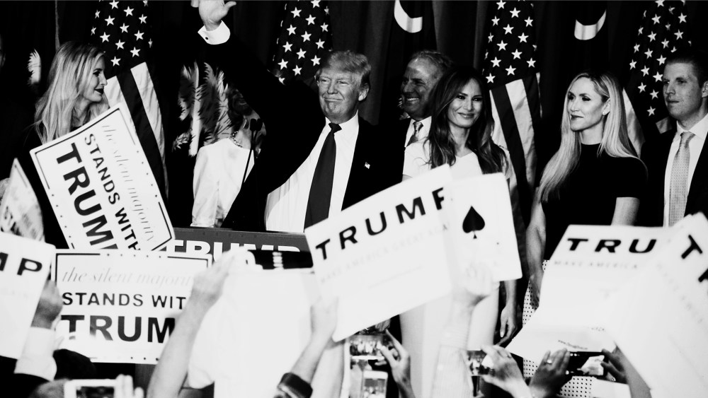 Republican presidential candidate Donald Trump celebrates his victory in the S.C. primary on Feb. 20, 2016. (Photo by Mark Peterson/Redux for MSNBC)