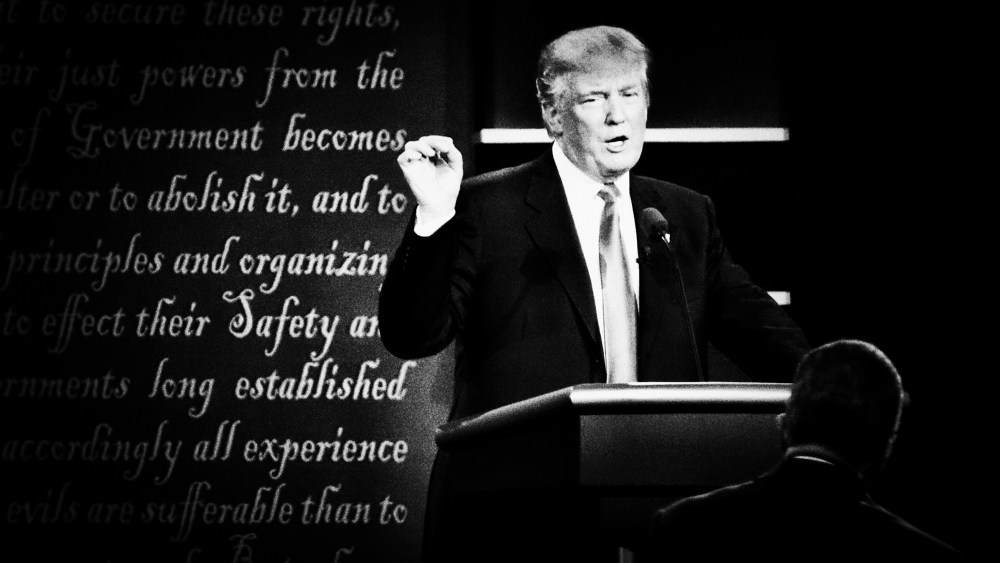 Republican presidential nominee Donald Trump speaks at the first presidential debate at Hofstra University in Hempstead, N.Y. on Sept. 26, 2016. (Photo by Mark Peterson/Redux for MSNBC)
