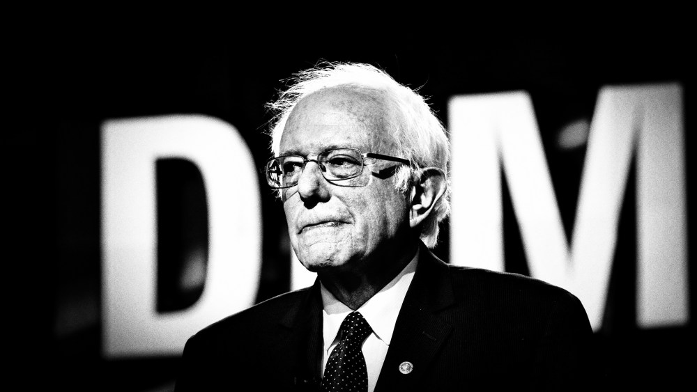 Hillary Clinton (not pictured) and Bernie Sanders go head to head at the CNN Democratic Presidential Debate in Brooklyn, N.Y., April 14, 2016. (Photo by Mark Peterson/Redux for MSNBC)
