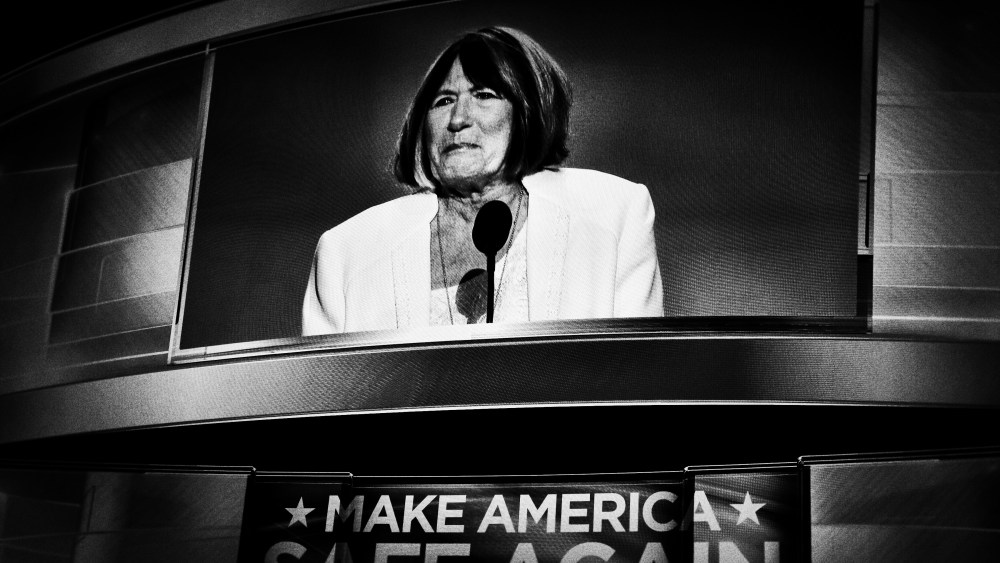 Pat Smith, mother of Benghazi victim Sean Smith, speaks during the opening day of the Republican National Convention in Cleveland, Ohio, July 18, 2016.
