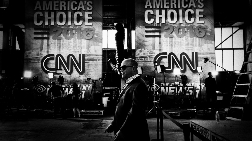 The scene at Brooklyn's Navy Yard as preparations continue for the CNN Debate between Bernie Sanders and Hillary Clinton, April 14, 2016. (Photo by Mark Peterson/Redux for MSNBC)