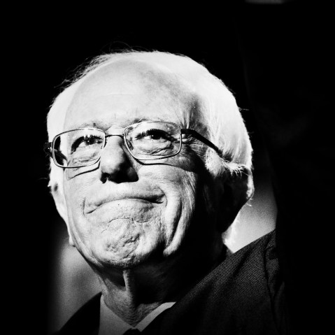 Democratic presidential candidate Sen. Bernie Sanders at the start of the Democratic presidential primary debate hosted by MSNBC at the University of New Hampshire on Feb. 4, 2016, in Durham, N.H. (Photo by Mark Peterson/Redux for MSNBC)