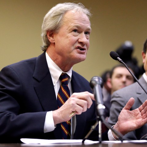 Rhode Island Gov. Lincoln Chafee testifies in support of same-sex marriage before the House Judiciary Committee, at the Statehouse, in Providence, R.I., Tuesday, Jan. 15, 2013. R.I. House Speaker Gordon Fox has called a vote on gay marriage legislation...