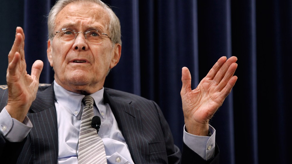 Former Secretary of Defense Donald Rumsfeld speaks during an event on Feb. 22, 2011 in Washington, D.C. (Photo by Chip Somodevilla/Getty)