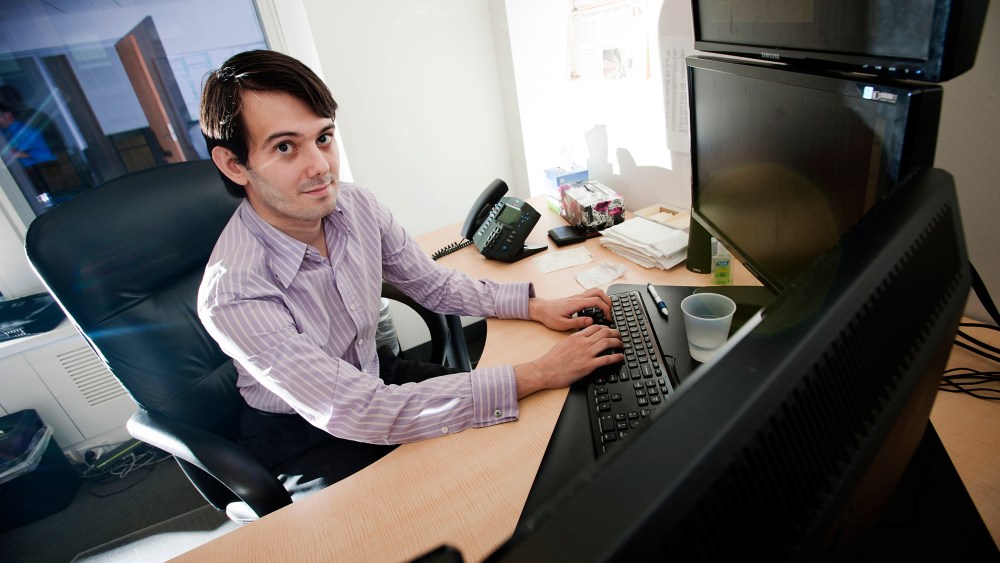 Martin Shkreli sits for a photograph in his office in New York on Aug. 10, 2011. (Photo by Paul Taggart/Bloomberg/Getty)