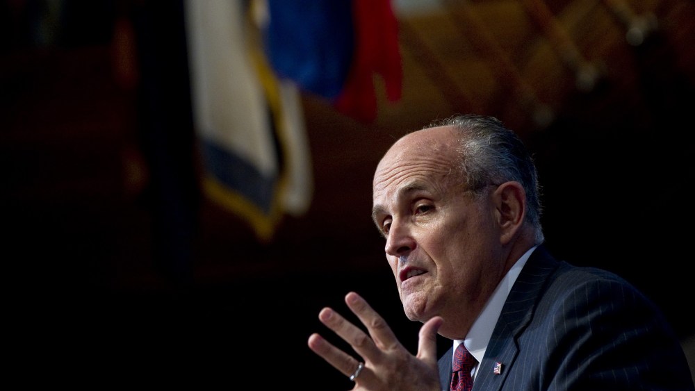 Former New York City Mayor Rudy Giuliani speaks during an event at the National Press Club in Washington, D.C., on Sept. 6, 2011. (Photo by Saul Loeb/AFP/Getty)