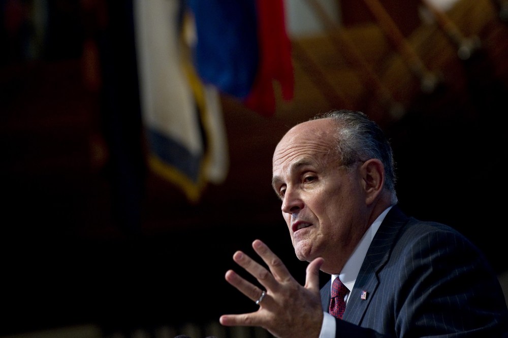 Former New York City Mayor Rudy Giuliani speaks during an event at the National Press Club in Washington, D.C., on Sept. 6, 2011. (Photo by Saul Loeb/AFP/Getty)