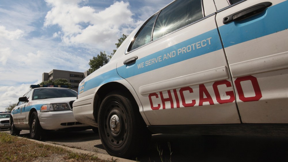 Chicago police cars, sit outside a police station Sept. 8, 2011 in Chicago, Ill. (Photo by Scott Olson/Getty)