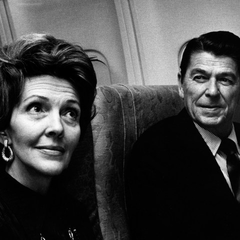 Nancy Reagan and Ronald Reagan sighted on March 10, 1974 at the Los Angeles International Airport in Los Angeles, Calif. (Photo from Ron Galella Archive/Getty)