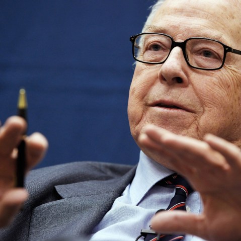 The Weapons of Mass Destruction Commission Chairman Hans Blix participates in an discussion about Iran's nuclear program on Capitol Hill on Feb. 21, 2012 in Washington, DC. (Photo by Chip Somodevilla/Getty)