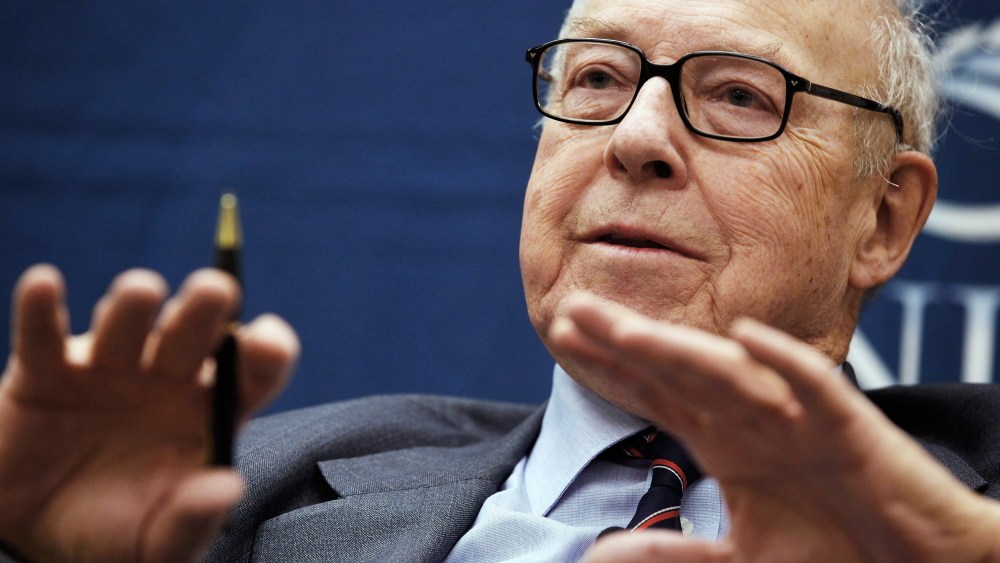 The Weapons of Mass Destruction Commission Chairman Hans Blix participates in an discussion about Iran's nuclear program on Capitol Hill on Feb. 21, 2012 in Washington, DC. (Photo by Chip Somodevilla/Getty)