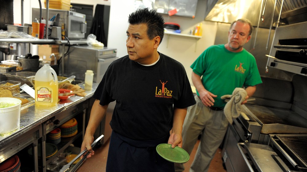 Chef Victor Rojas, a Mexican immigrant and owner of Graham Baker of La Paz Mexican Restaurant, in the kitchen on Feb. 23, 2012 in Frederick, Md. (Photo by Ricky Carioti/The Washington Post/Getty)