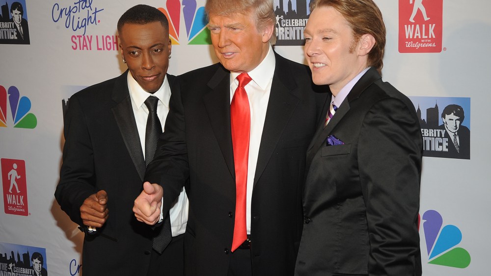 Arsenio Hall, Donald Trump and Clay Aiken attend the "Celebrity Apprentice" Live Finale at American Museum of Natural History on May 20, 2012 in New York City. (Photo by Brad Barket/Getty)