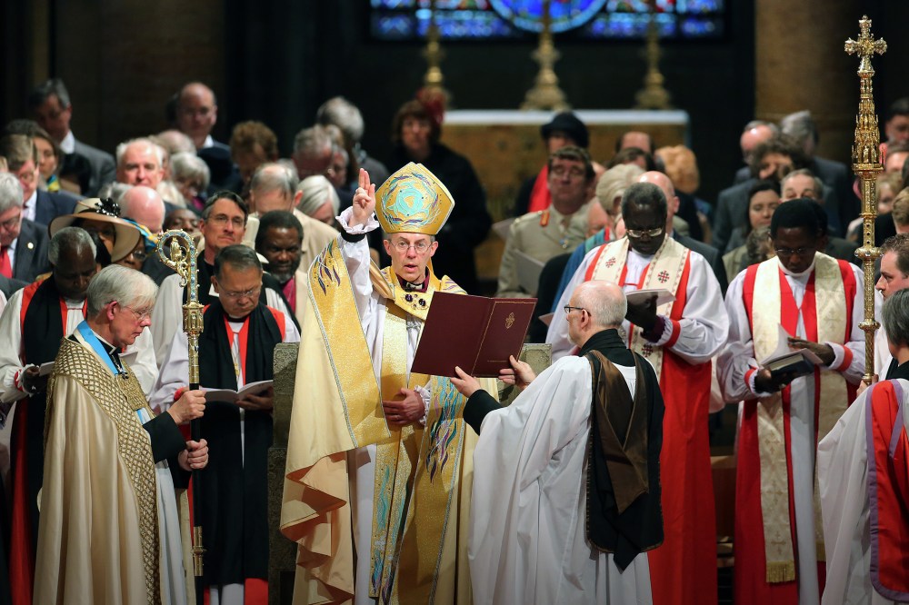 The Most Reverend Justin Welby gives a blessing after being enthroned as the new Archbishop of Canterbury at Canterbury Cathedral on March 21, 2013 in Canterbury, England. (Photo by Gareth Fuller/WPA Pool/Getty)