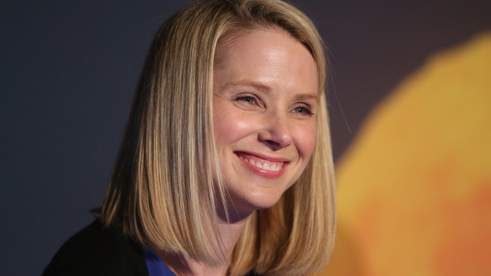 Yahoo! CEO Marissa Mayer attends a news conference following the company's acquisition of Tumblr at a press conference in Times Square on May 20, 2013 in New York City. (Photo by Mario Tama/Getty)