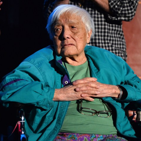Grace Lee Boggs speaks on stage at the "American Revolutionary" premiere during the 2013 Los Angeles Film Festival at American Airlines Theater on June 16, 2013 in Los Angeles, Calif. (Photo by Amanda Edwards/WireImage/Getty)