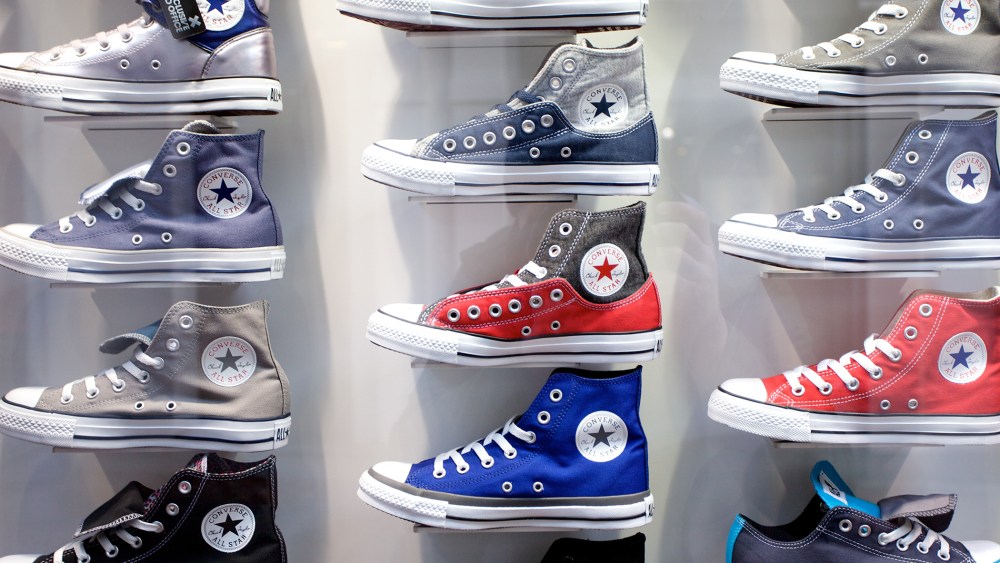 Converse boots in shop window on Carnaby Street, London. (Photo by PYMCA/UIG/Getty)