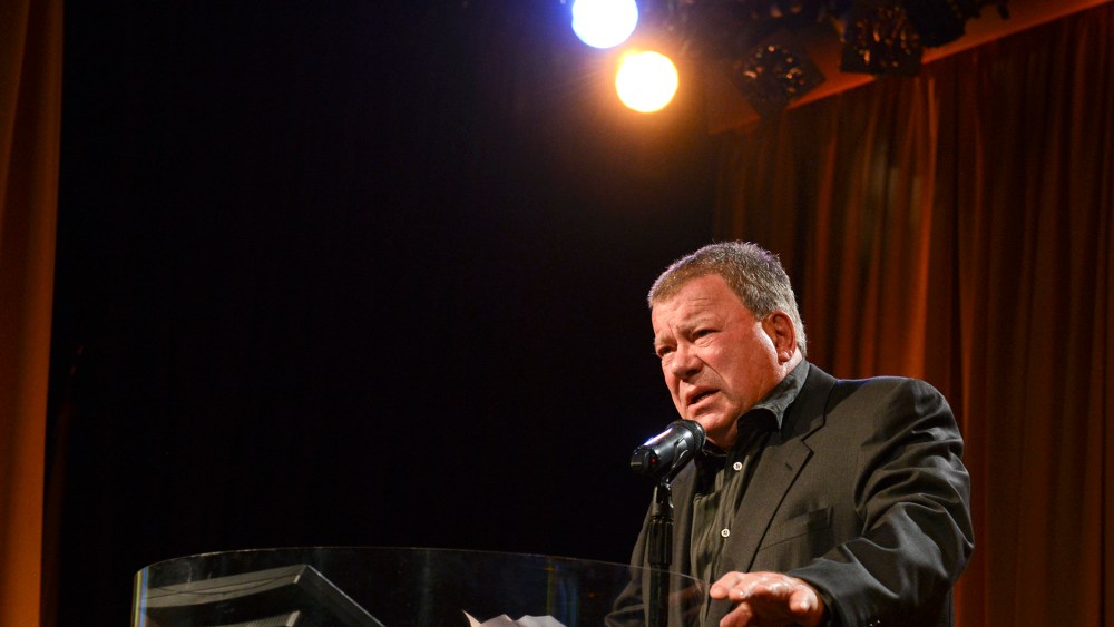Actor William Shatner speaks at the 12th Annual Heller Awards at The Beverly Hilton Hotel on September 19, 2013 in Beverly Hills, Calif. (Photo by Vivien Killilea/WireImage/Getty)
