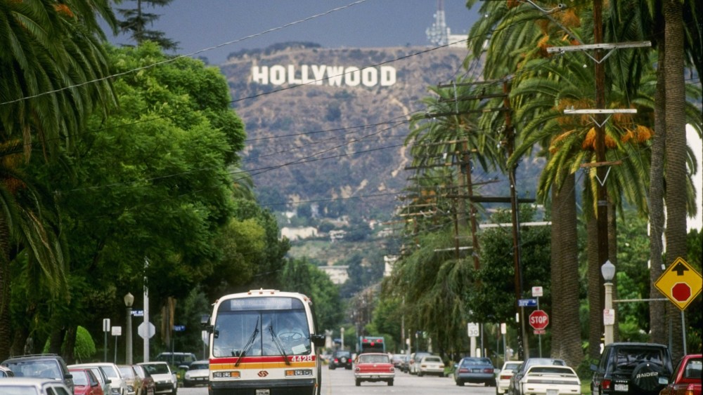 General view of the Hollywood sign above Los Angeles, Calif. (Photo by Ken Levine/Getty)