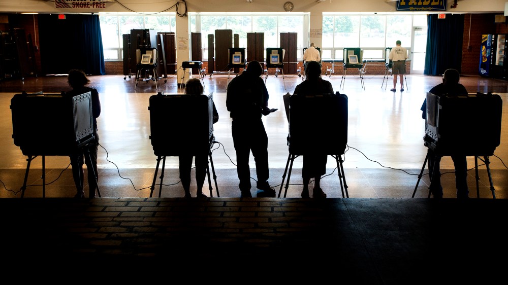 A steady stream of voters cast ballots during the primary in the Walkersville Middle School cafeteria June 24, 2014 in Walkersville, MD. (Photo by Katherine Frey/The Washington Post)