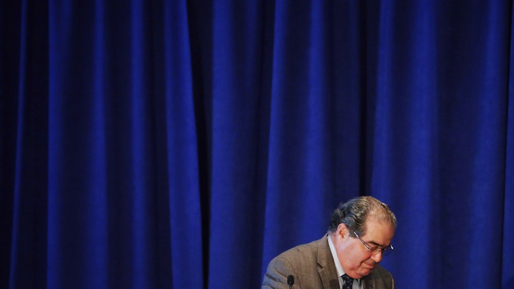 U.S. Supreme Court Associate Justice Antonin Scalia addresses the The Legal Services Corporation's 40th anniversary conference luncheon Sep. 15, 2014 in Washington, DC. (Photo by Chip Somodevilla/Getty)