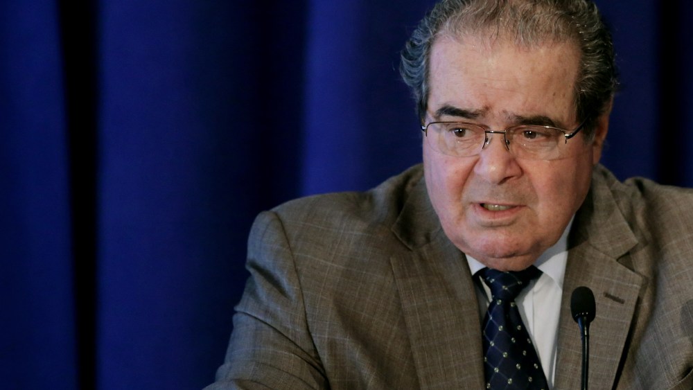 U.S. Supreme Court Associate Justice Antonin Scalia addresses the Legal Services Corporation's 40th anniversary conference luncheon Sep. 15, 2014 in Washington, DC. (Photo by Chip Somodevilla/Getty)