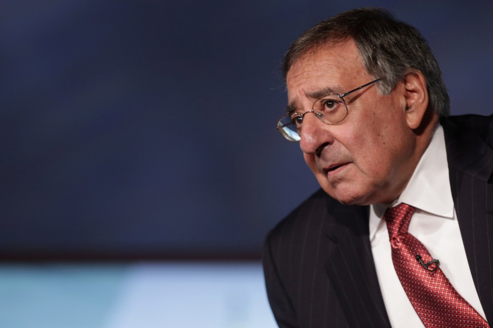 Former Secretary of Defense and director of the Central Intelligence Agency Leon Panetta discuss his new book, 'Worthy Fights,' during an event in the Jack Morton Auditorium at George Washington University, Oct. 14, 2014. (Photo by Chip Somodevilla/Getty)