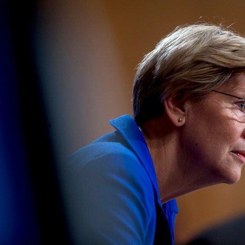Senator Elizabeth Warren (D-Mass.) listens during a hearing in Washington, D.C., on Nov. 21, 2014. (Photo by Andrew Harrer/Bloomberg/Getty)