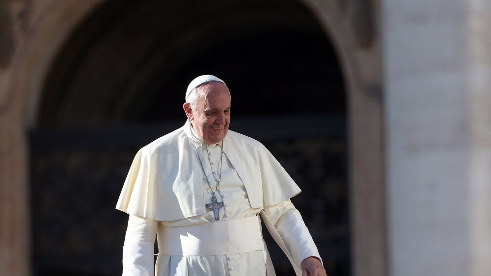 Pope Francis attends his weekly audience in St. Peter's Square on Dec. 17, 2014 in Vatican City, Vatican. (Photo by Franco Origlia/Getty)