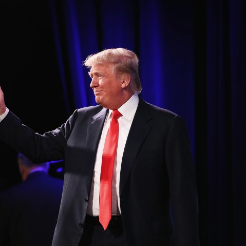 Businessman Donald Trump speaks to guests at the Iowa Freedom Summit on January 24, 2015 in Des Moines, Iowa. (Photo by Scott Olson/Getty)