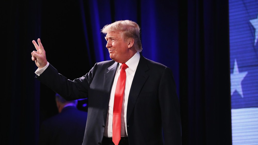 Businessman Donald Trump speaks to guests at the Iowa Freedom Summit on January 24, 2015 in Des Moines, Iowa. (Photo by Scott Olson/Getty)