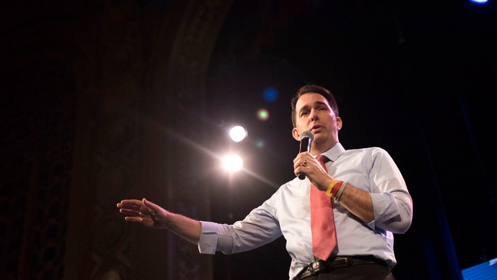 Scott Walker, governor of Wisconsin, speaks during the Iowa Freedom Summit in Des Moines, Iowa, Jan. 24, 2015. (Photo by Daniel Acker/Bloomberg/Getty)