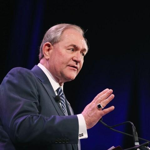 Former Virginia Gov. Jim Gilmore speaks to guests at the Iowa Freedom Summit on Jan. 24, 2015 in Des Moines, Iowa. (Photo by Scott Olson/Getty)