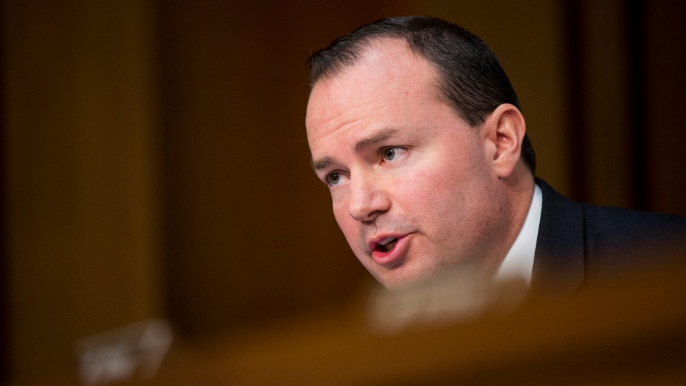 Sen. Mike Lee, R-Utah, questions U.S. Attorney General nominee Loretta Lynch during her confirmation hearing in the Senate Judiciary Committee, Jan. 28, 2015. (Photo By Bill Clark/CQ Roll Call/Getty)