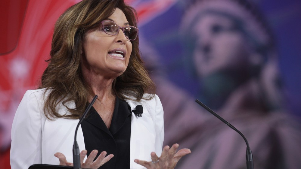 Former Alaska Governor Sarah Palin addresses the 42nd annual Conservative Political Action Conference (CPAC) Feb. 26, 2015 in National Harbor, Md. (Photo by Alex Wong/Getty)