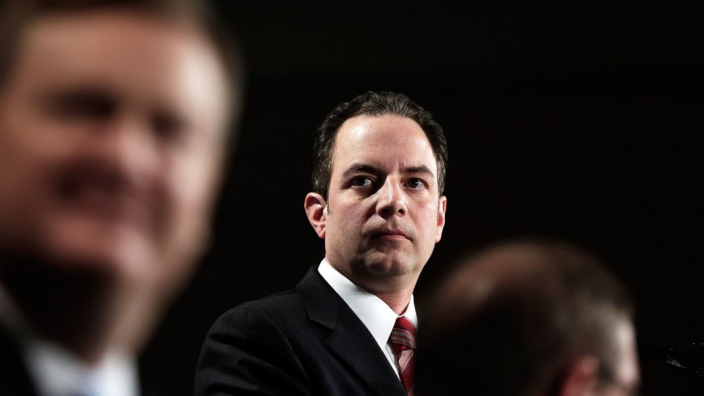 Republican National Committee Chairman Reince Priebus (C) speaks at the annual RNC winter meeting on Jan. 24, 2014 in Washington, D.C. (Photo by Win McNamee/Getty)